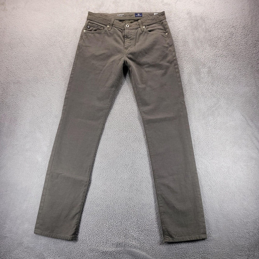 AG Jeans Mens 30x34 Green The Graduate Tailored Slim Straight Stretch Denim